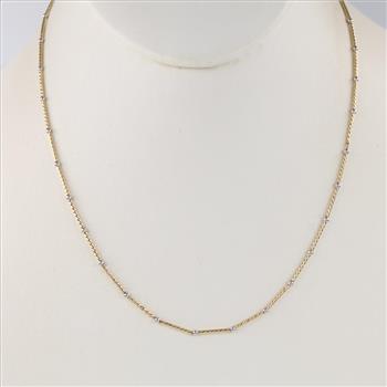 14kt Two Tone Gold Hollow Beaded Necklace