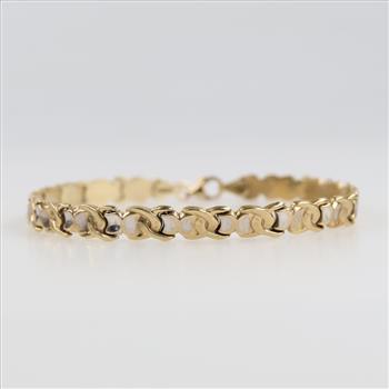 14kt Two Tone Gold Hollow Bracelet
