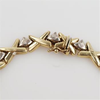 14kt Two Tone Gold Hollow Bracelet