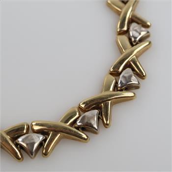 14kt Two Tone Gold Hollow Bracelet