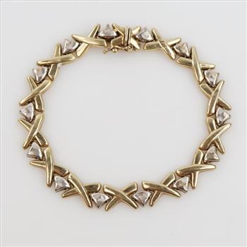14kt Two Tone Gold Hollow Bracelet