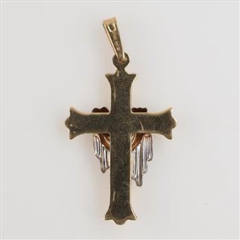 14kt Two Tone Gold Hollow Cross Pendant