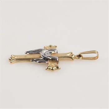 14kt Two Tone Gold Hollow Cross Pendant