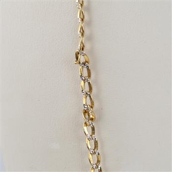 14kt Two Tone Gold Hollow Curb Link Necklace