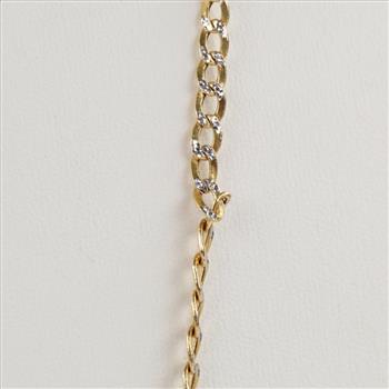14kt Two Tone Gold Hollow Curb Link Necklace