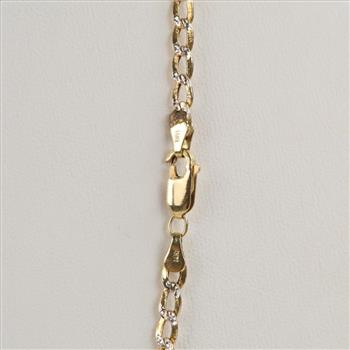14kt Two Tone Gold Hollow Curb Link Necklace
