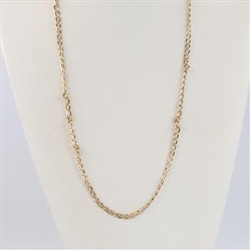 14kt Two Tone Gold Hollow Curb Link Necklace