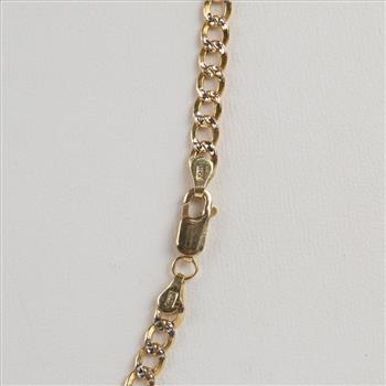 14kt Two Tone Gold Hollow Curb Link Necklace