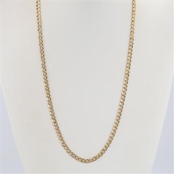 14kt Two Tone Gold Hollow Curb Link Necklace