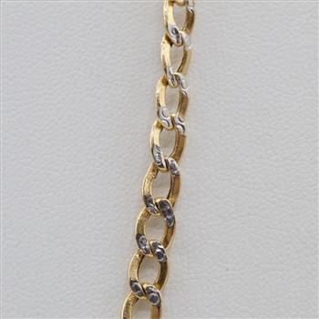 14kt Two Tone Gold Hollow Curb Link Necklace