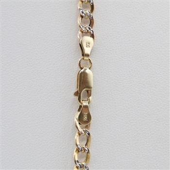 14kt Two Tone Gold Hollow Curb Link Necklace