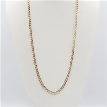 14kt Two Tone Gold Hollow Curb Link Necklace