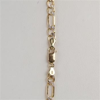 14kt Two Tone Gold Hollow Figaro Link Necklace