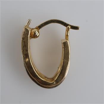 14kt Two Tone Gold Hollow Hoop Earring