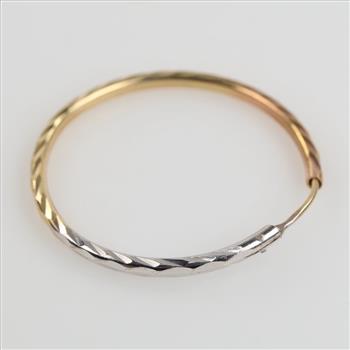 14kt Two Tone Gold Hollow Hoop Single Earring