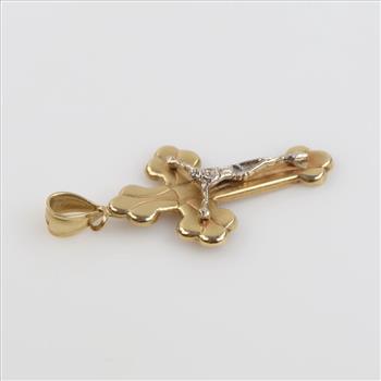 14kt Two Tone Gold Hollow Religious Pendant