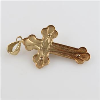14kt Two Tone Gold Hollow Religious Pendant