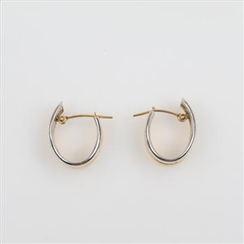 14kt Two Tone Gold Hoop Earrings