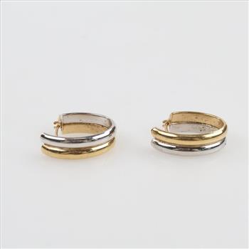 14kt Two Tone Gold Hoop Earrings