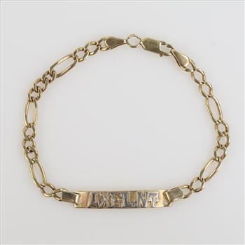 14kt Two Tone Gold Id Bracelet