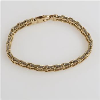 14kt Two Tone Gold Ladder Style Bracelet - Evaluated By Our Certified Gemologist-AGS/GIA