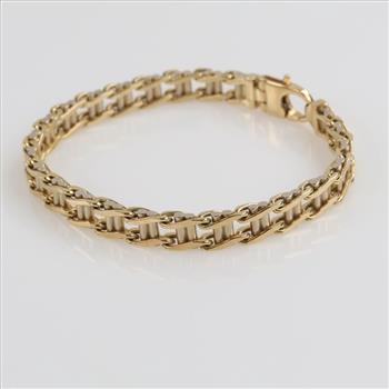 14kt Two Tone Gold Ladder Style Bracelet - Evaluated By Our Certified Gemologist-AGS/GIA