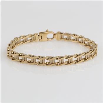 14kt Two Tone Gold Ladder Style Bracelet - Evaluated By Our Certified Gemologist-AGS/GIA