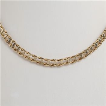 14kt Two Tone Gold Ladder Style Necklace -Evaluated By Our Certified Gemologist-AGS/GIA
