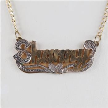 14kt Two Tone Gold Name Pendant Necklace