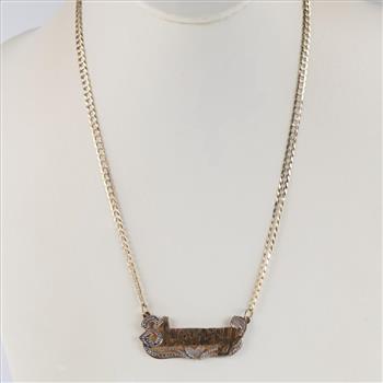 14kt Two Tone Gold Name Pendant Necklace