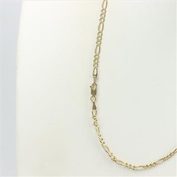 14kt Two Tone Gold Name Plate Figaro Chain Necklace