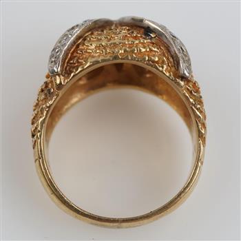 14kt Two Tone Gold Owl Ring