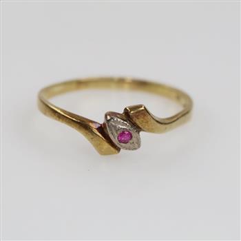 14kt Two Tone Gold Pink - Purple Stone Ring