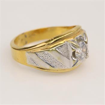 14kt Two Tone Gold Plated Clear Stone