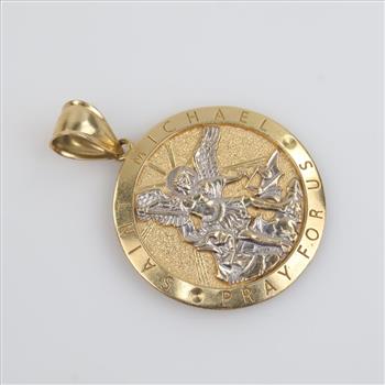 14kt Two Tone Gold Religious Pendant