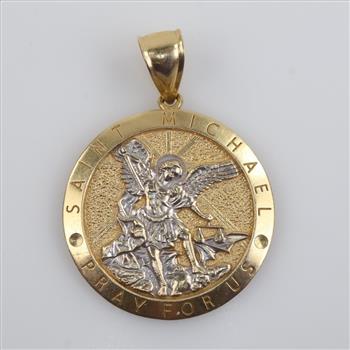14kt Two Tone Gold Religious Pendant