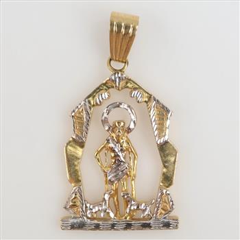14kt Two Tone Gold Religious Pendant