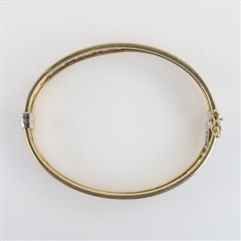 14kt Two Tone Gold Semi-Hollow Hinged Bangle