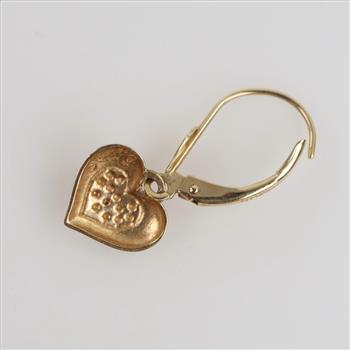14kt Two Tone Gold Single Heart Earring