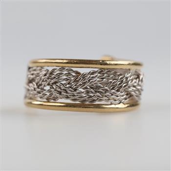 14kt Two Tone Gold Single Hoop Earring