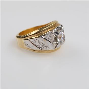 14kt Two Tone GP Clear Stone Ring