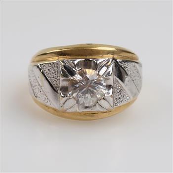14kt Two Tone GP Clear Stone Ring