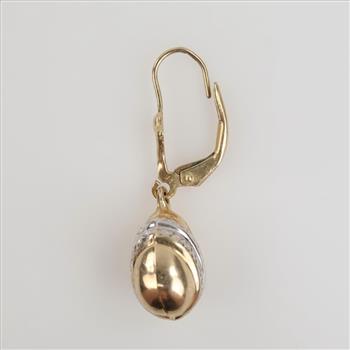 14kt Two Tone Hollow Dangle Earring