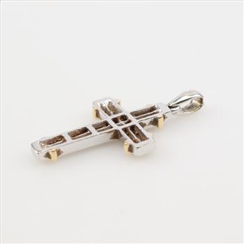 14kt Two-tone Gold Diamond Cross Pendant