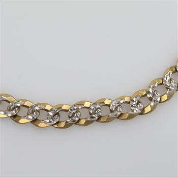 14kt Two-Tone Gold Flat Curb Chain Necklace