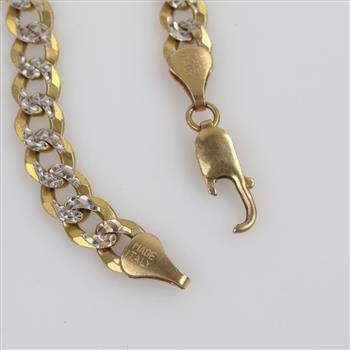 14kt Two-Tone Gold Flat Curb Chain Necklace
