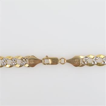 14kt Two-Tone Gold Flat Curb Chain Necklace -Evaluated By Our Certified Gemologist - AGS / GIA