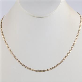 14kt Two-Tone Gold Flat Mariner Chain Necklace