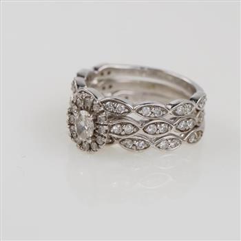 14kt White Gold 0.68ct TW Diamond  Wedding Ring Set -Evaluated By Our Certified Gemologist-AGS/GIA