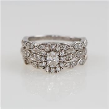 14kt White Gold 0.68ct TW Diamond  Wedding Ring Set -Evaluated By Our Certified Gemologist-AGS/GIA